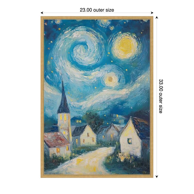 Swirling Night Sky by Tradelink inhouse artist Framed Canvas Wall Art Print - 23 x 33 in