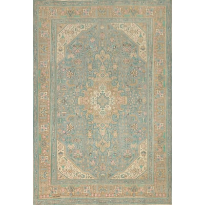 Hand Knotted Oriental 100% Wool Carpet Traditional Floral Greys & Charcoal Tabriz Area Rug - 12' 5'' X 9' 7''