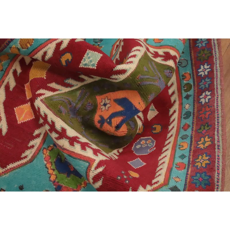 Hand Knotted Oriental 100% Wool Carpet Traditional Tribal Navy Blue & Blues Ardebil Runner Rug - 10' 7'' X 2' 6''
