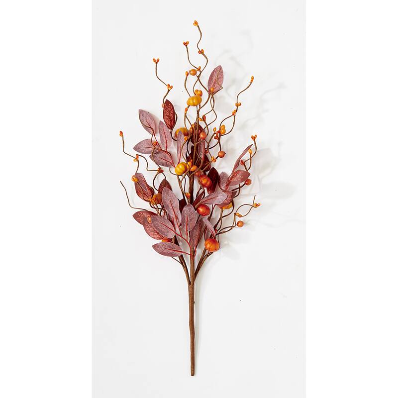 24" Mini Artificial Fall Harvest Pumpkin & Leaves Spray, Set of 3 - 24