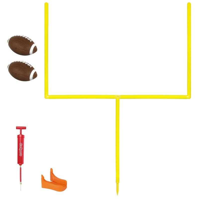 GoSports PRO Kick Challenge Field Goal Post Set with 2 Footballs and Kicking Tee