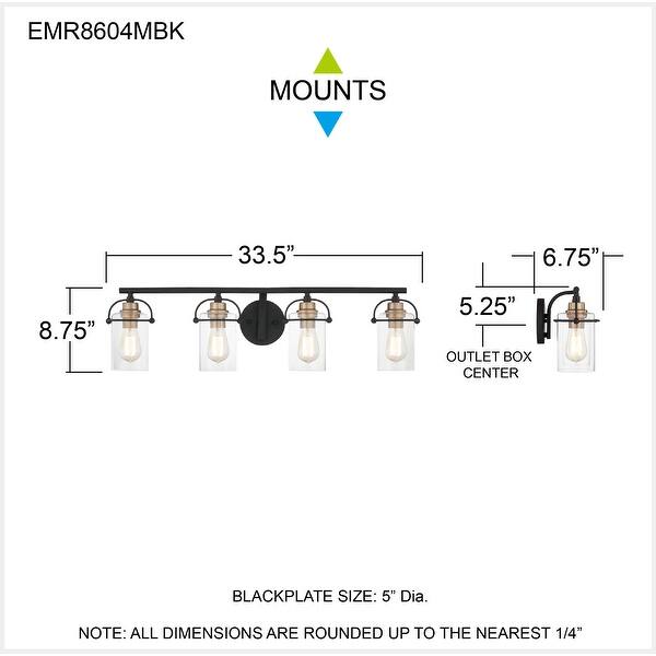 Emerson 4-Light Matte Black Vanity Light - Matte Black