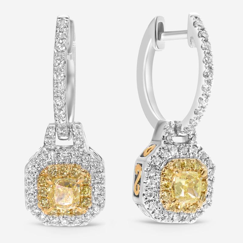 Gregg Ruth 14K White Gold, Diamond and Pavé Diamonds Drop Earrings - 3/8" x 5/16"