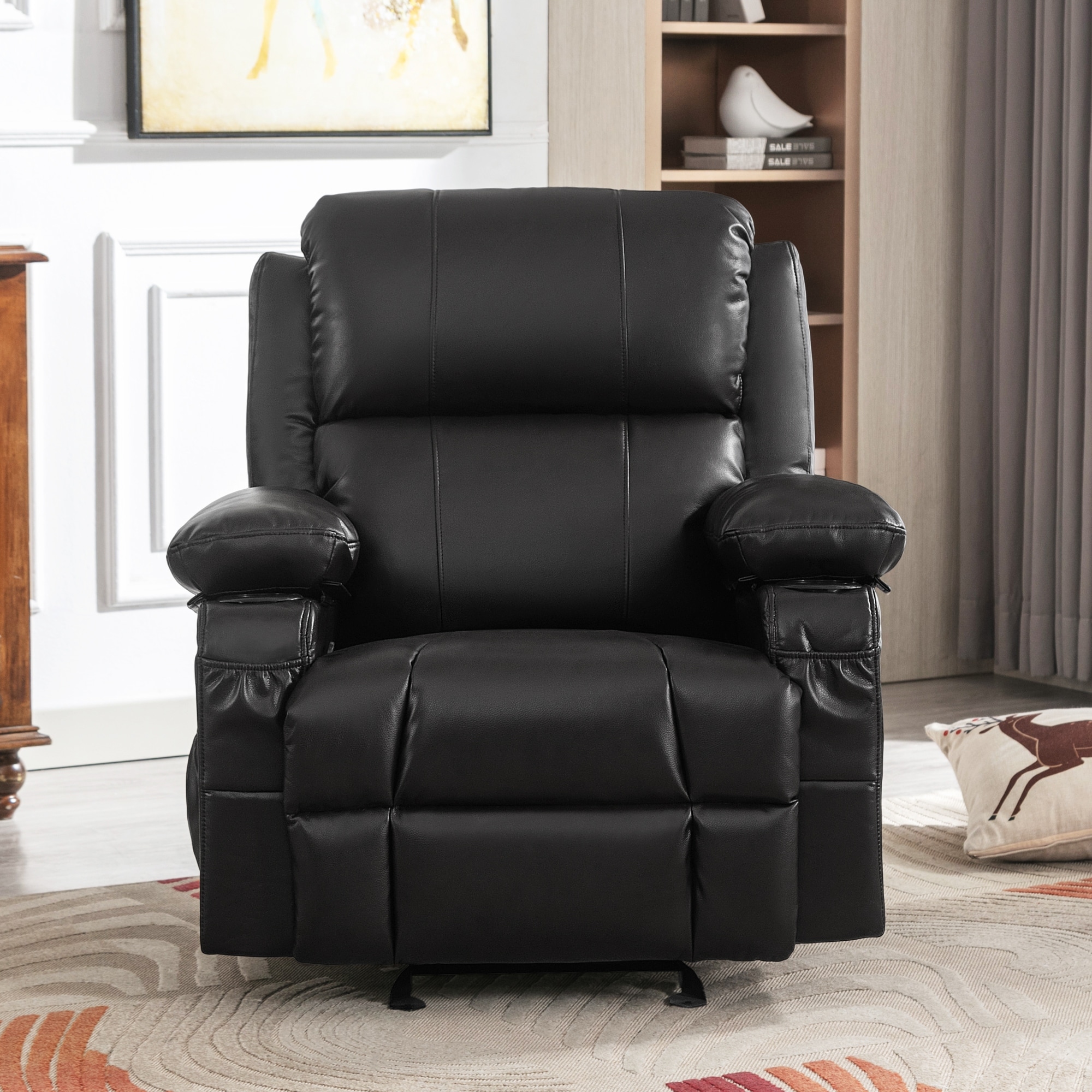 Oversized Heat Recliner Chair Massage Sofa w USB Port Cup