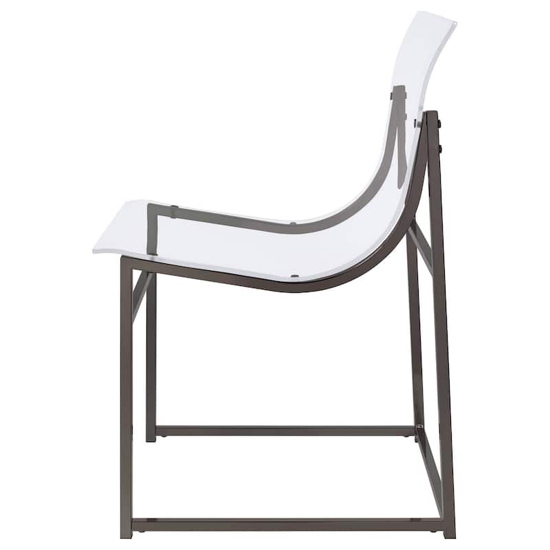 Dino Dining Chair Set of 2, Clear Acrylic Seat, Back, Black Nickel, 18 Inch