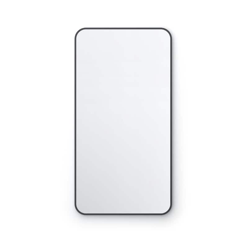 18 x 36 Inch Shatterproof Wall Mount Metal Frame Mirror - Matte Black