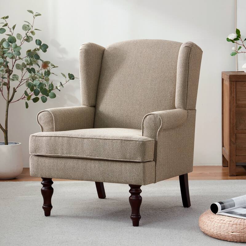 Accent Armchair with Turned Legs Set of 2 Blue/ Beige / Grey