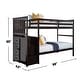 preview thumbnail 3 of 3, Twin over Twin Bunk Bed with Built-in Storage Unit in Espresso