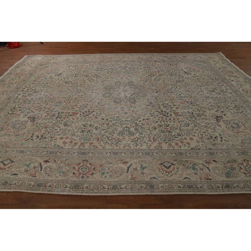 Floral Tabriz Persian Area Rug Hand-Knotted Wool Carpet - 9'10"x 12'6"