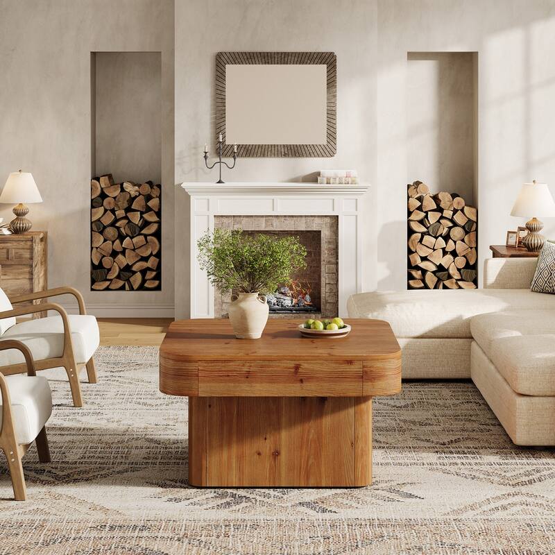31.5'' Farmhouse Square Coffee Table for Small Spaces