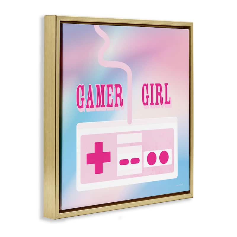 Stupell Pastel Gamer Girl Controller Framed Floater Canvas Wall Art Design By Yass Naffas Designs