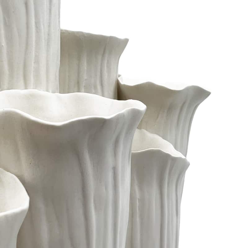 13 Inch Wide Modern White Ceramic Vase