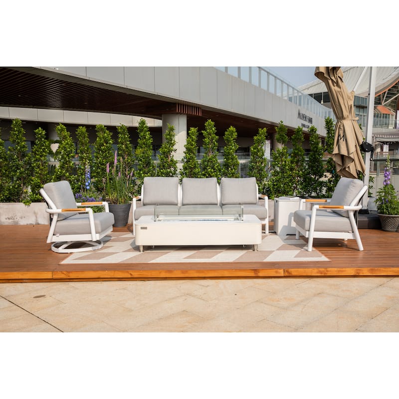 Elementi Santorini Outdoor Aluminum Swivel Chair with Sunbrella® Cushions