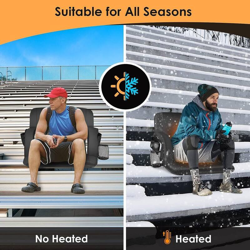 25 Inch Heated Stadium Seats for Bleachers Portable Bleacher Seat Foldable Stadium Chair