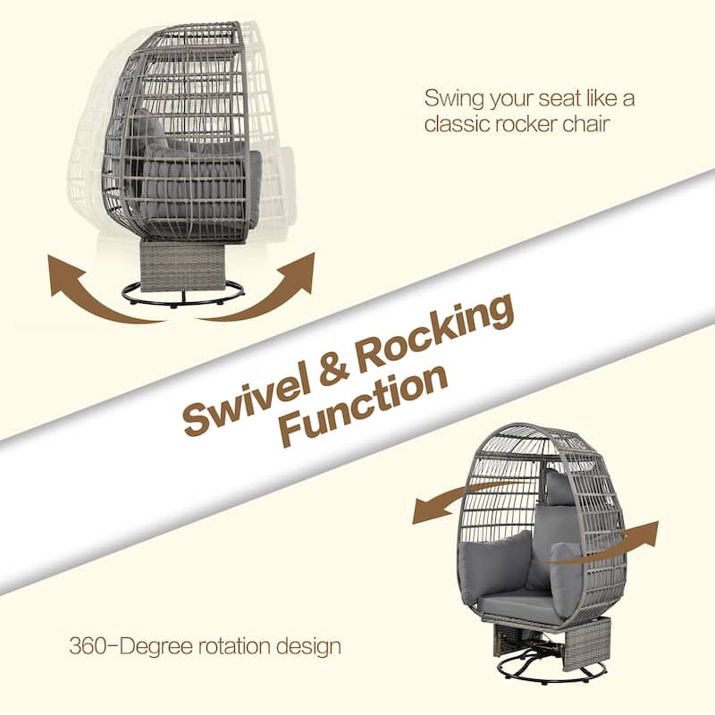 Nestfair Rattan Egg Patio Chair Swivel Chair with Rocking
