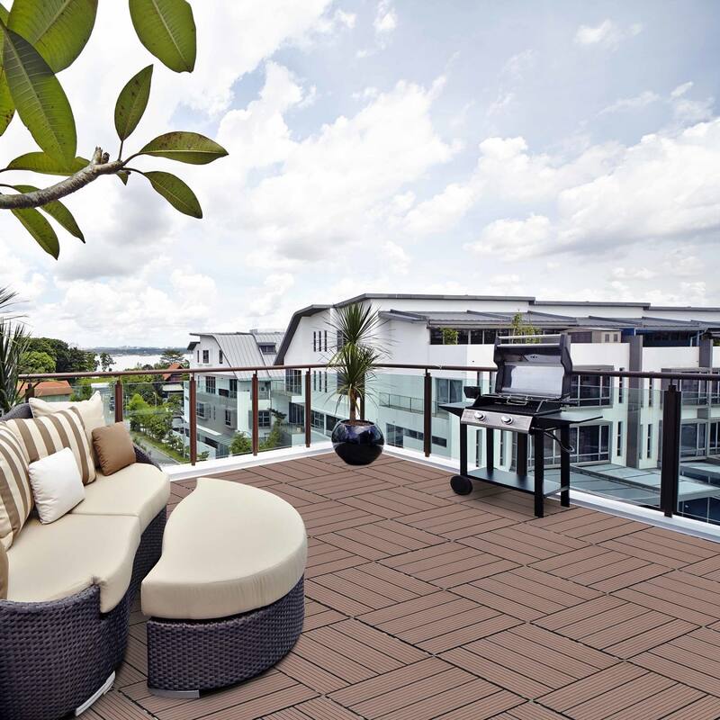 11.8" x 11.8" square wood-plastic composite deck tiles