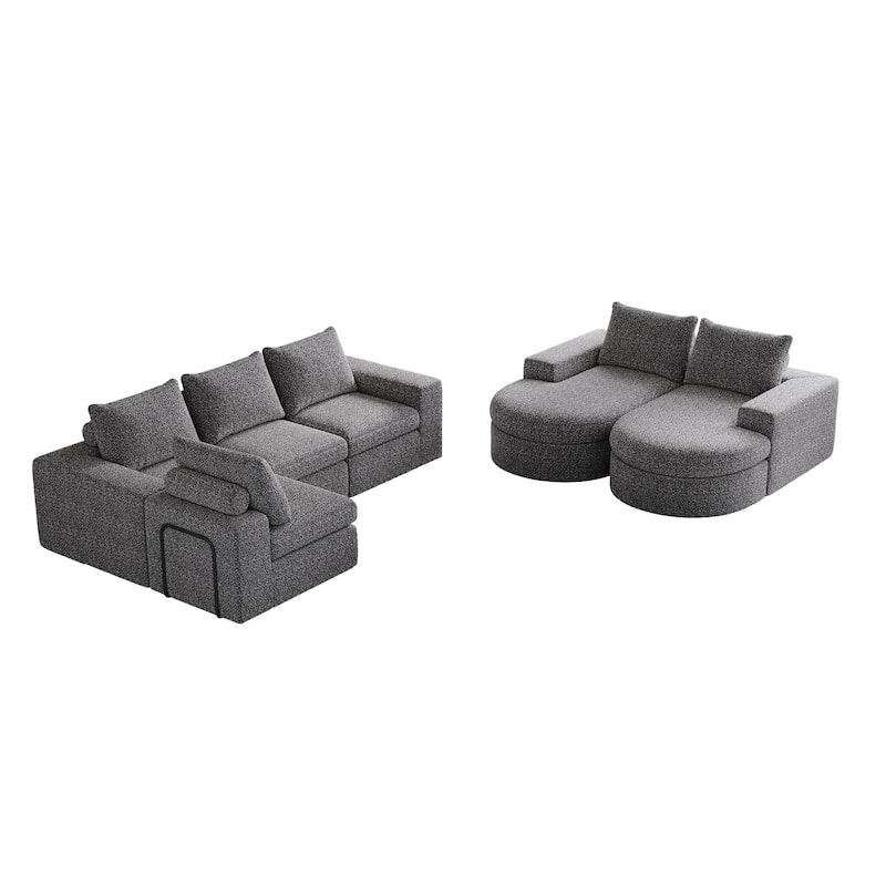 Roomfitters 99" Modern Chenille Cloud Curved Sectional Sofa with Chaise, L-Shaped Couch, for Living Room or Apartment