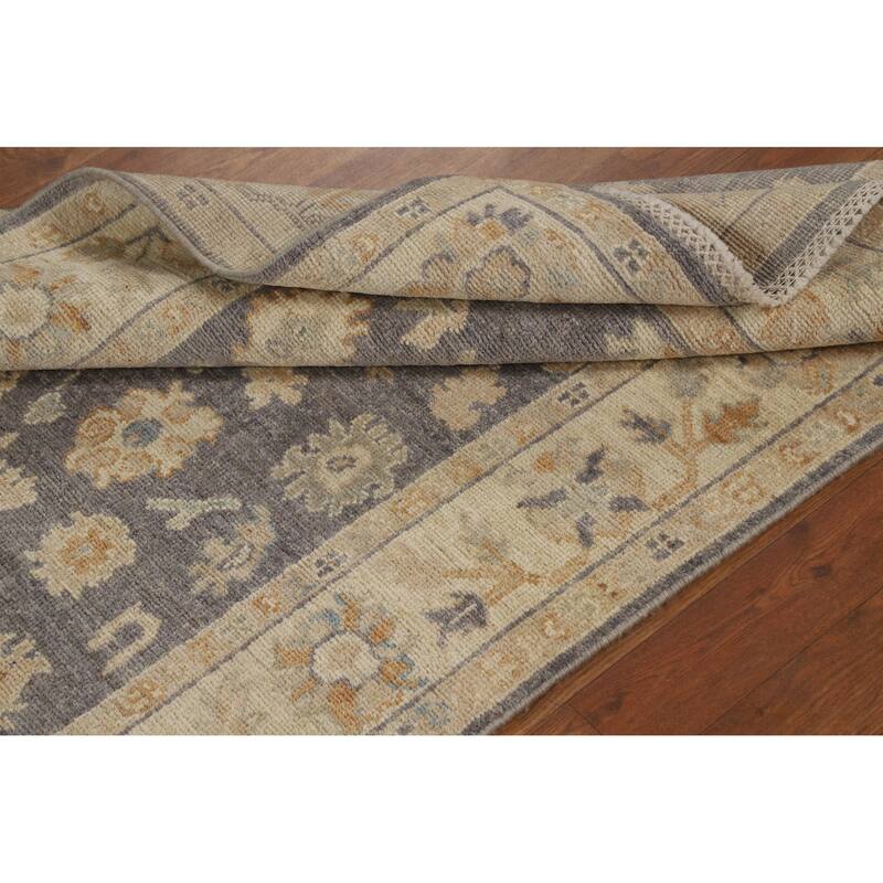 Hand Knotted Oriental 100% Wool Carpet Transitional All-Over Greys & Charcoal Oushak Area Rug - 5' 2'' X 3' 2''