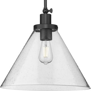 Hinton Collection One-Light Matte Black Modern Farmhouse Pendant - 16 in x 16 in x 14 in