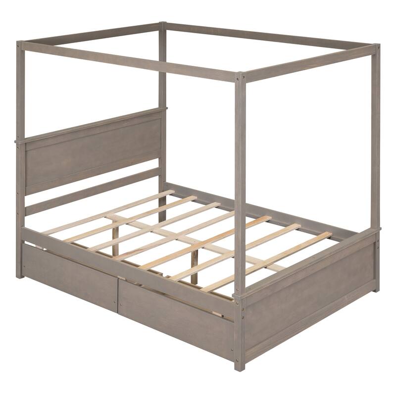 Wood Canopy Bed with two Drawers