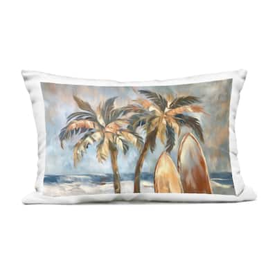 Stupell Warm Tropical Surfboards Printed Outdoor Throw Pillow Design by Ramona Murdock