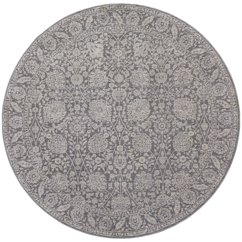 Botanical-Inspired Design Crafted with Power Looming Round Rug - 6' Round