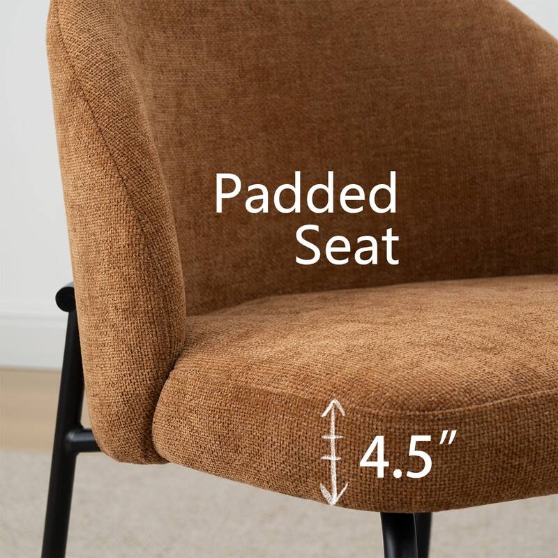 Modern Fabric Dining Chairs with Curved Back and Steel Legs, Set of 4