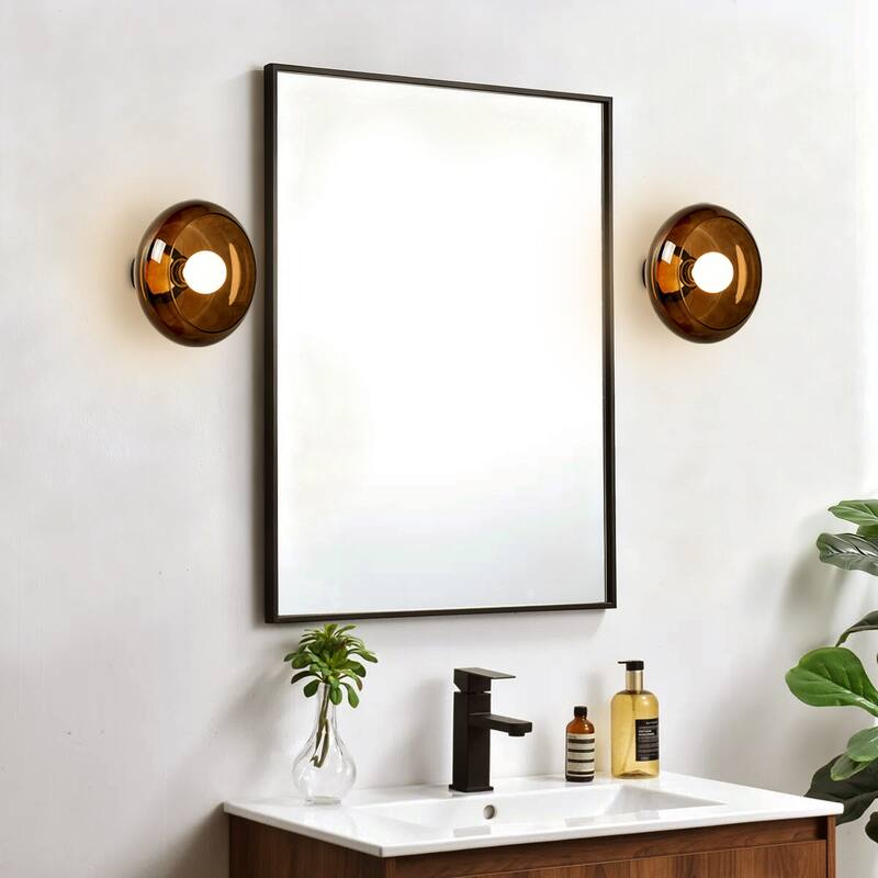 10.4" 1-Light Modern Bowl-Shaped with Brown/Milk White Glass Shade Wall Sconce for Hallways, Bedroom