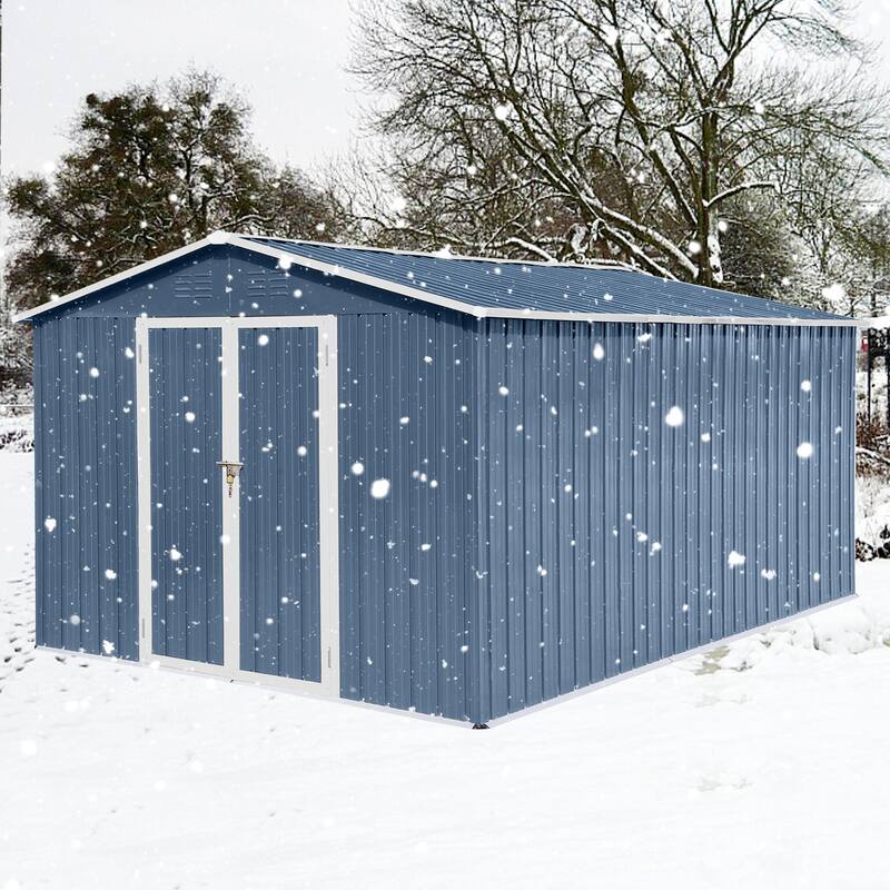 Rustproof Metal Garden Shed with Hinged Door & Integrated Vents Outdoor Tool Shed Storage Shed with Security Lock