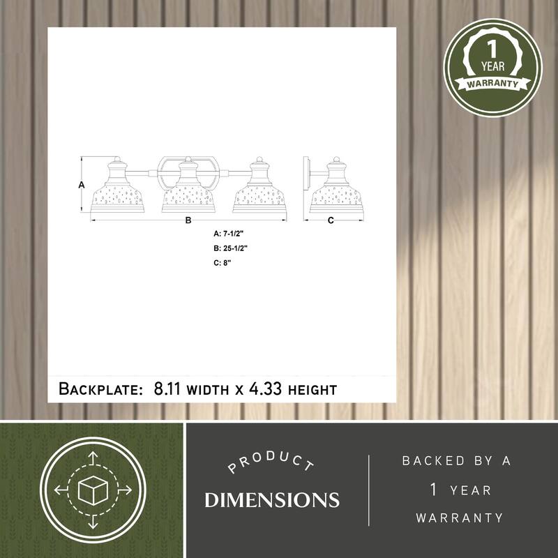 VAXCEL Beloit Matte Black Farmhouse Bathroom Vanity Lighting Wall Fixture, Clear Seeded Glass Shade, Dimmable