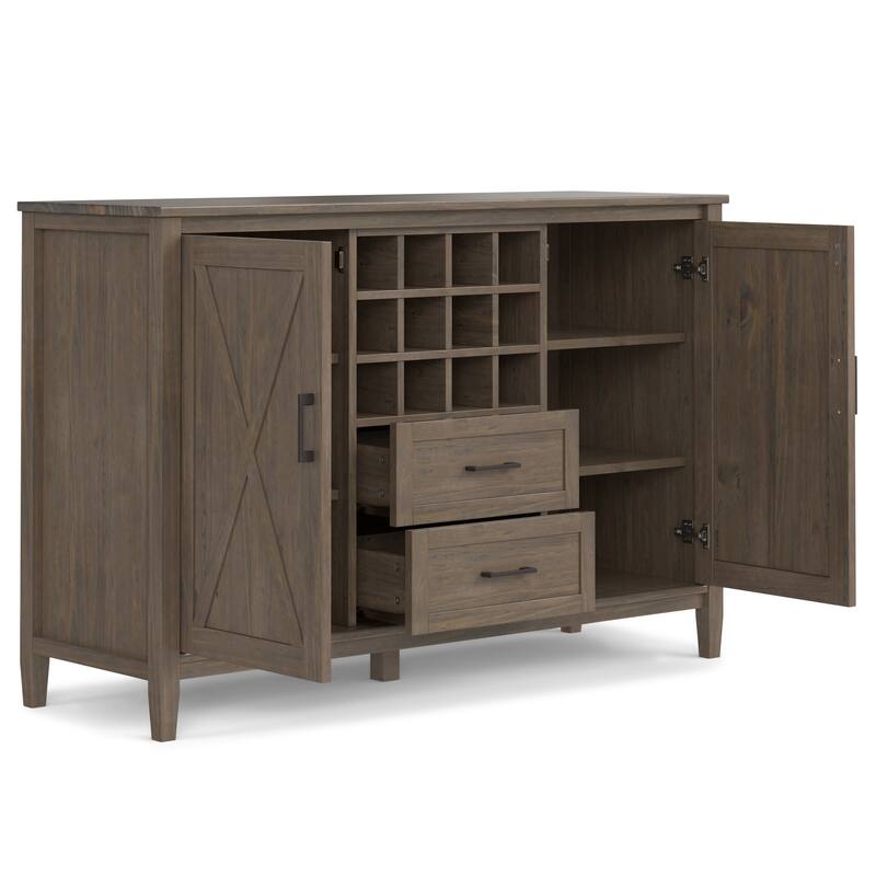 WYNDENHALL Cantina SOLID WOOD 54 inch Wide Rectangle Transitional Sideboard with Wine Storage in Smoky Brown