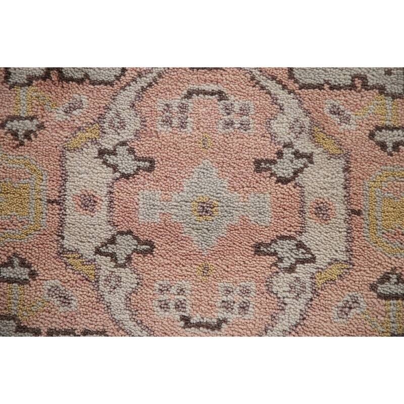 Pink Oushak Style Runner Rug Handmade Wool Carpet - 2'6"x 10'2"