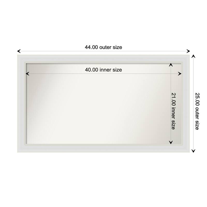 Flair Soft White Narrow Framed Non-Beveled Custom Wall Mirror, Bathroom Vanity Mirror - Outer Size: 44 x 25