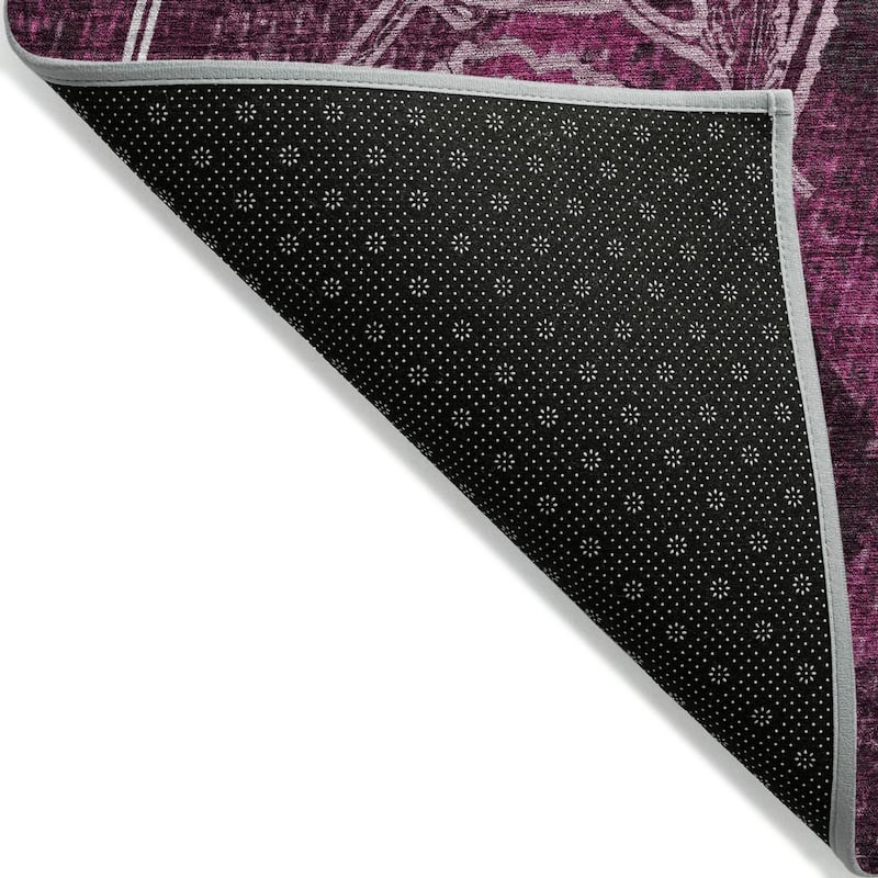 Machine Washable Indoor/ Outdoor Modern Floral Chantille Rug