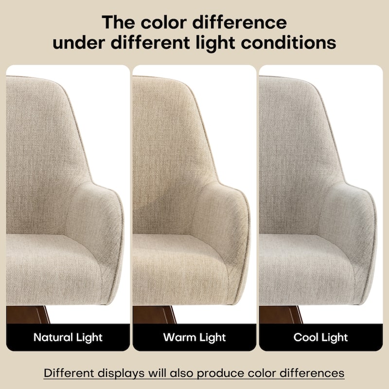 Swivel Upholstered Dining Chair Set of 2 Armchair with Beech Wood Legs - 33.3" H x 23.2" W x 22.4" D