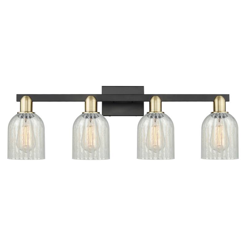 Innovations Lighting Endless Possibilities Arcadia - Caledonia - 4 Light 32" Bath Vanity Light - Mouchette/Black Antique Brass