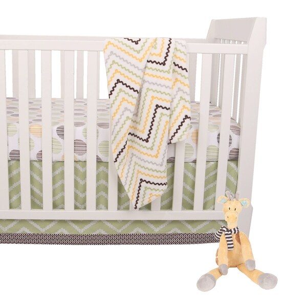 Lambs Ivy Woodland Tales 4 Piece Crib Bedding Set Brown White Green