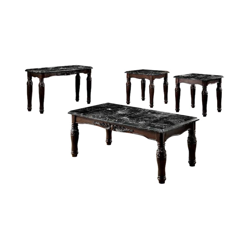 Haia Traditional Brown 48-inch Faux Marble Top 4-Piece Accent Table Set by Furniture of America