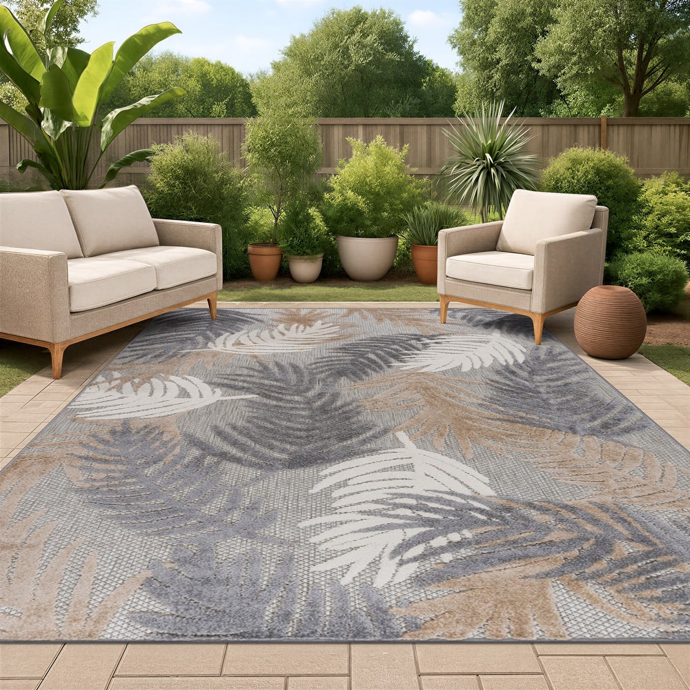 World Rug Gallery Tropical Floral Modern Indoor/Outdoor Area Rug