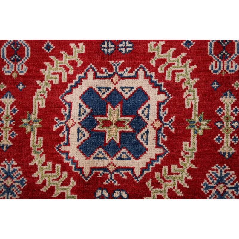 Red Traditional Kazak Oriental Accent Rug Hand-Knotted Wool Carpet - 2'7" x 4'2"