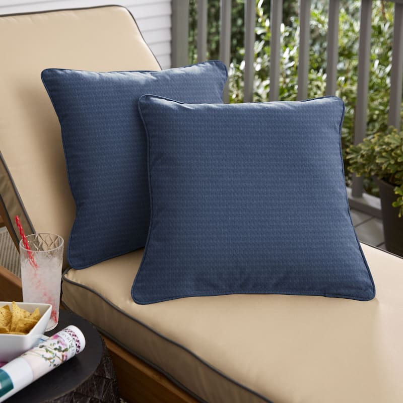 Sorra Home Outdura Solid Indoor/Outdoor Corded Square Pillows (Set of 2)