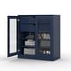 preview thumbnail 13 of 47, Palace Imports 100% Solid Wood Short Clear Glass Bathroom Storage Cabinet with 2 Drawers, 32" W x 35.75" H