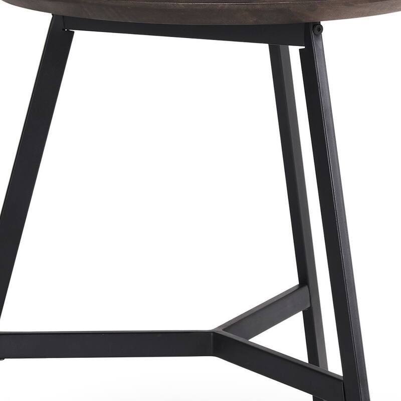 HomeRoots 23" Espresso and Black Solid Wood and Metal Tray Table - 23.00 in. x 22.00 in. x 22.00 in.
