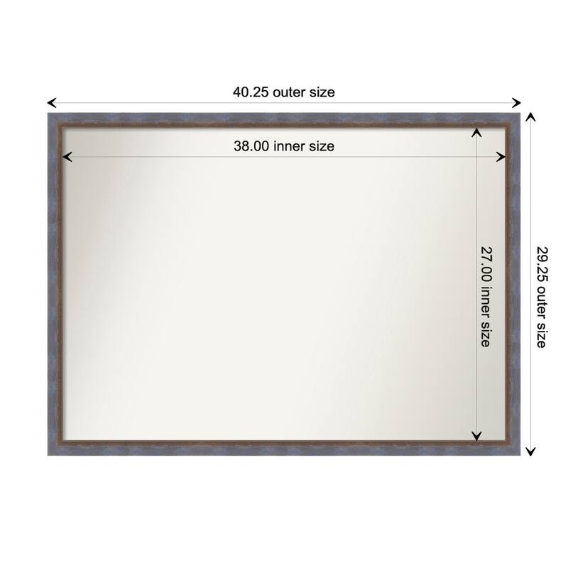 Two Tone Non-Beveled Wood Framed Wall Mirror - Two Tone Blue Copper - Glass Size 38x27