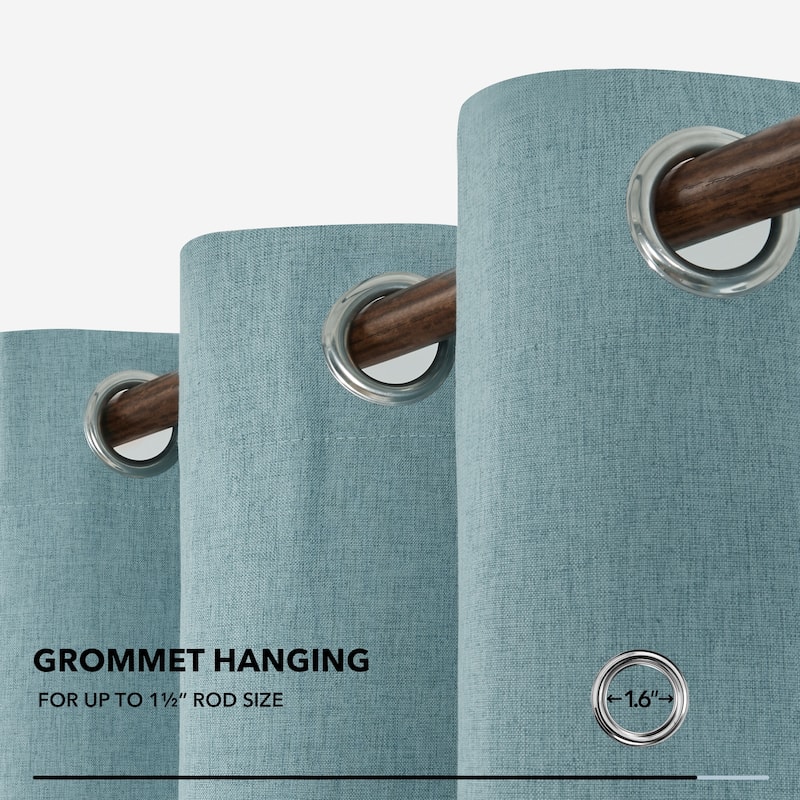 Deconovo Faux Linen Total Blackout Grommet Curtain (2 Panels)