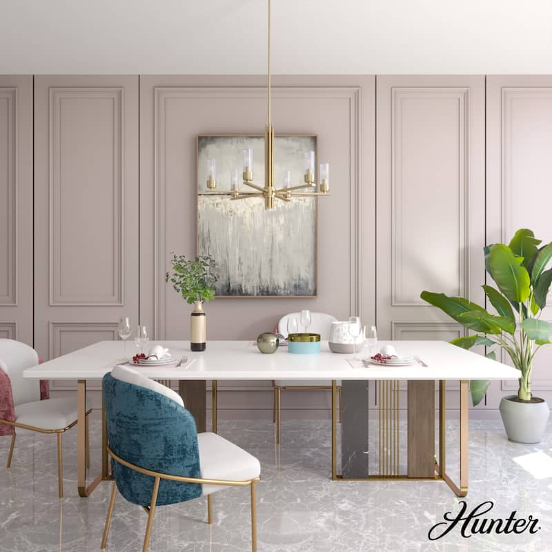 Hunter Gatz Ribbed Glass Chandelier - Dining Room, Kitchen Island, Entry - Glam, Contemporary, Transitional