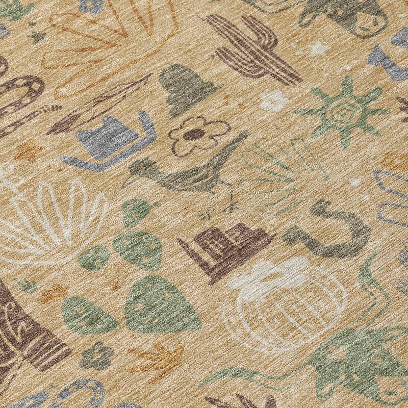 Machine Washable Indoor/ Outdoor Modern Ranch Chantille Rug