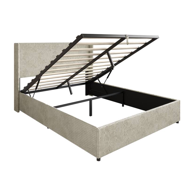 CraftPorch Luxury Wingback Platform Lift Up Storage Bed