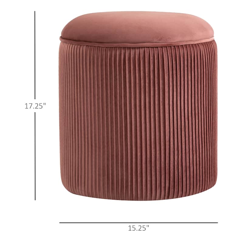 HOMCOM 15'' Small Padded Ottoman Foot Stool with Wrinkle Fabric Design, Thick Sponge Padding and Solid Base
