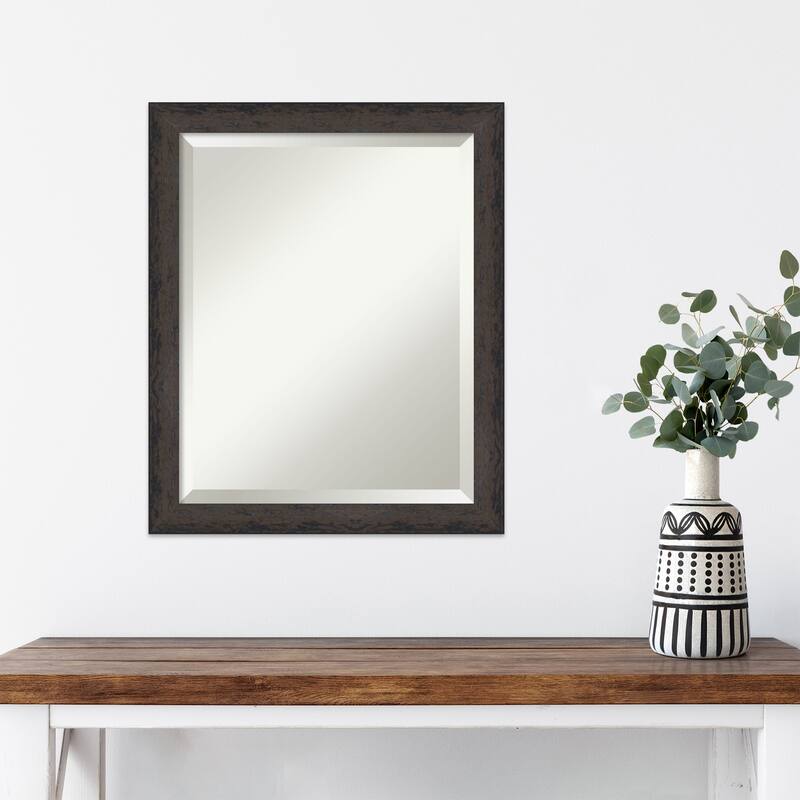 Dappled Narrow Beveled Wood Framed Wall Mirror